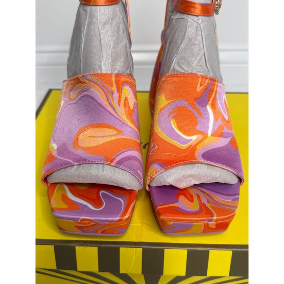NWT Circus NY Sam Edelman Miranda Jewel Orange Multi Platform Heels 8.5 - Picture 12 of 15